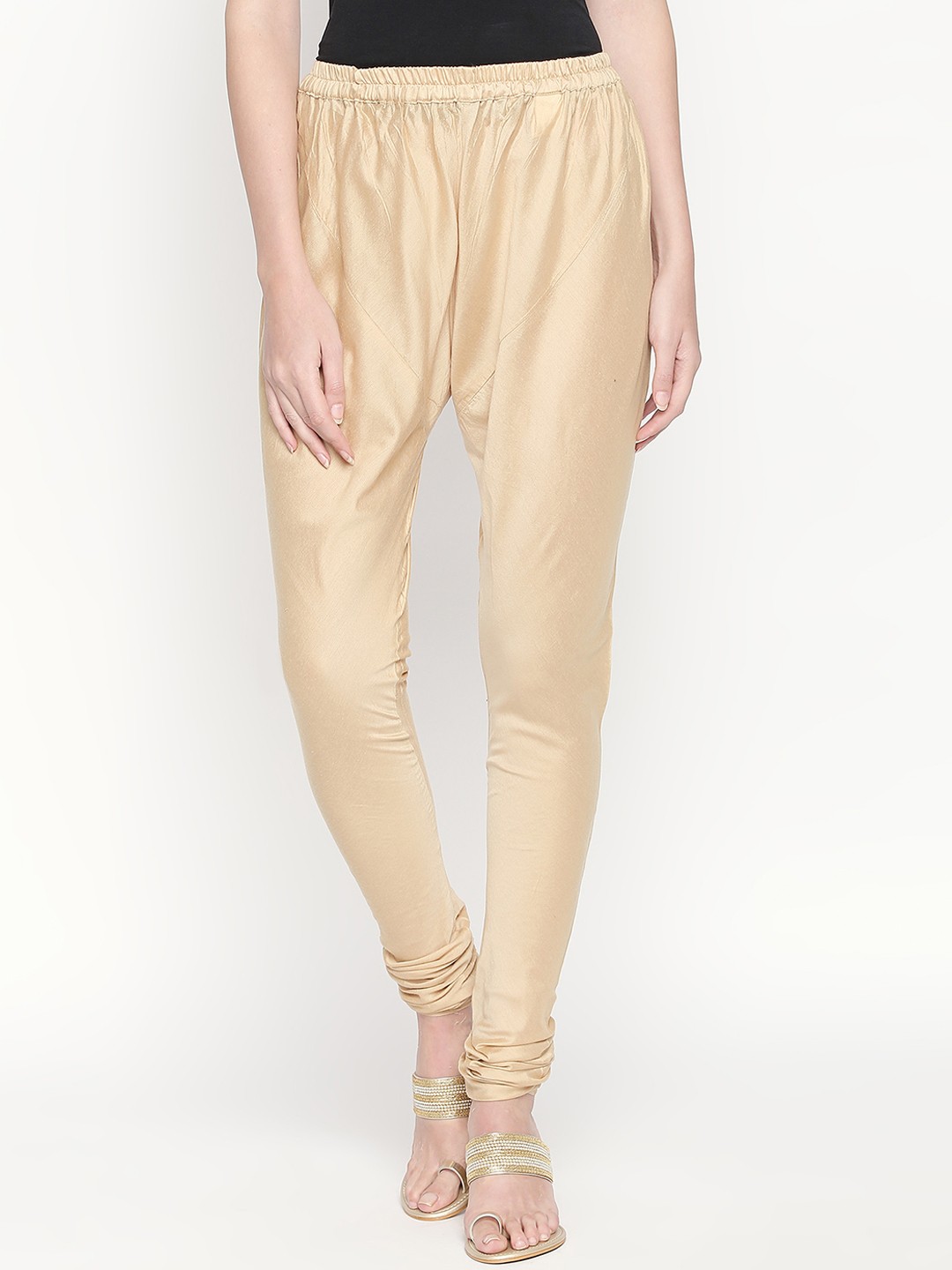 

RANGMANCH BY PANTALOONS Women Gold-Toned Solid Churidar