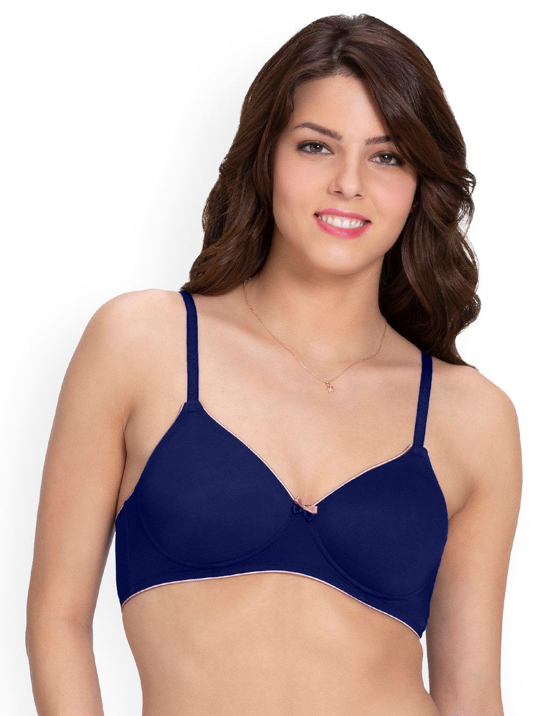 

Amante Solid Padded Wirefree Casual Chic T-Shirt Bra - BRA10901, Navy blue