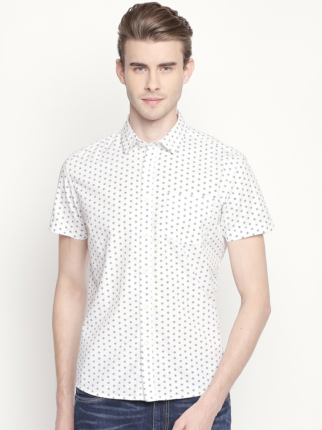 

Urban Ranger by pantaloons Men White Slim Fit Printed Casual Shirt