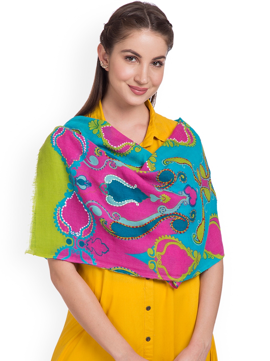 

SHINGORA Women Multicoloured Woven Design Woollen Stole, Multi