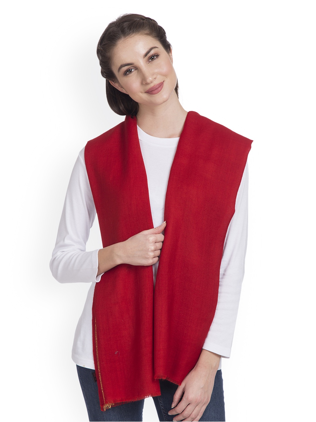 

SHINGORA Women Red Solid Stole
