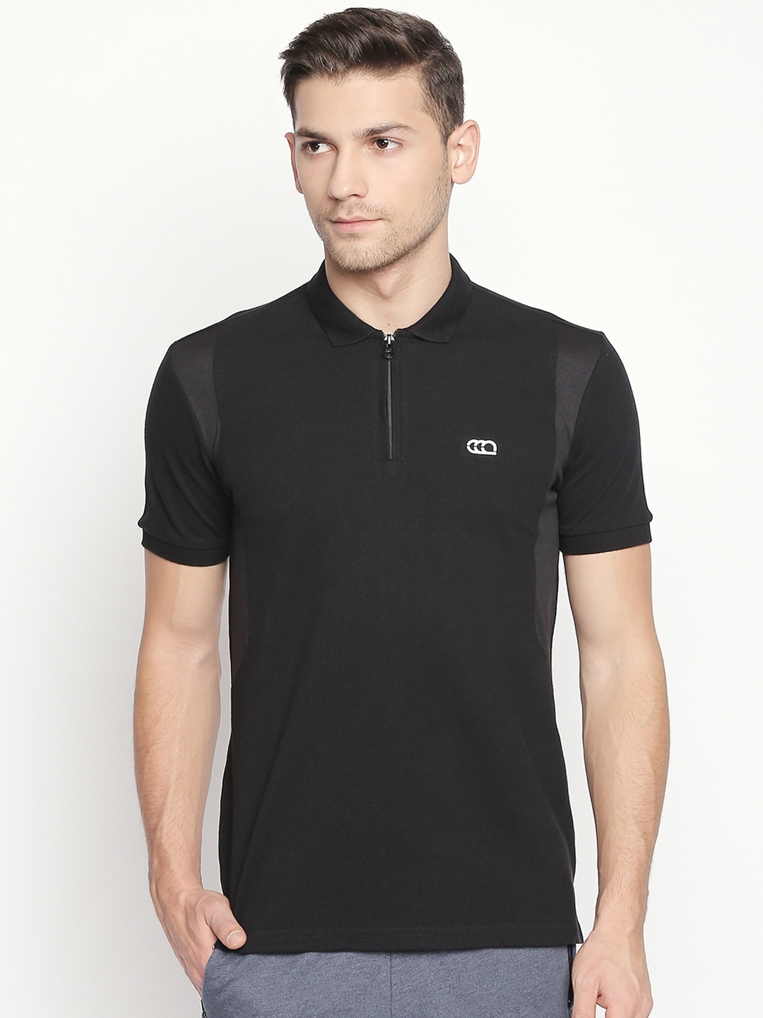 

Ajile by Pantaloons Men Black Solid Polo Collar T-shirt