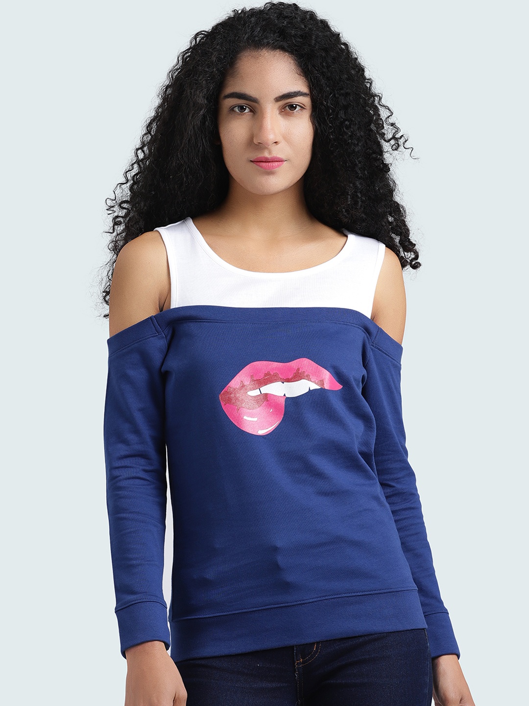 

Huetrap Women Navy Blue Printed Sweatshirt
