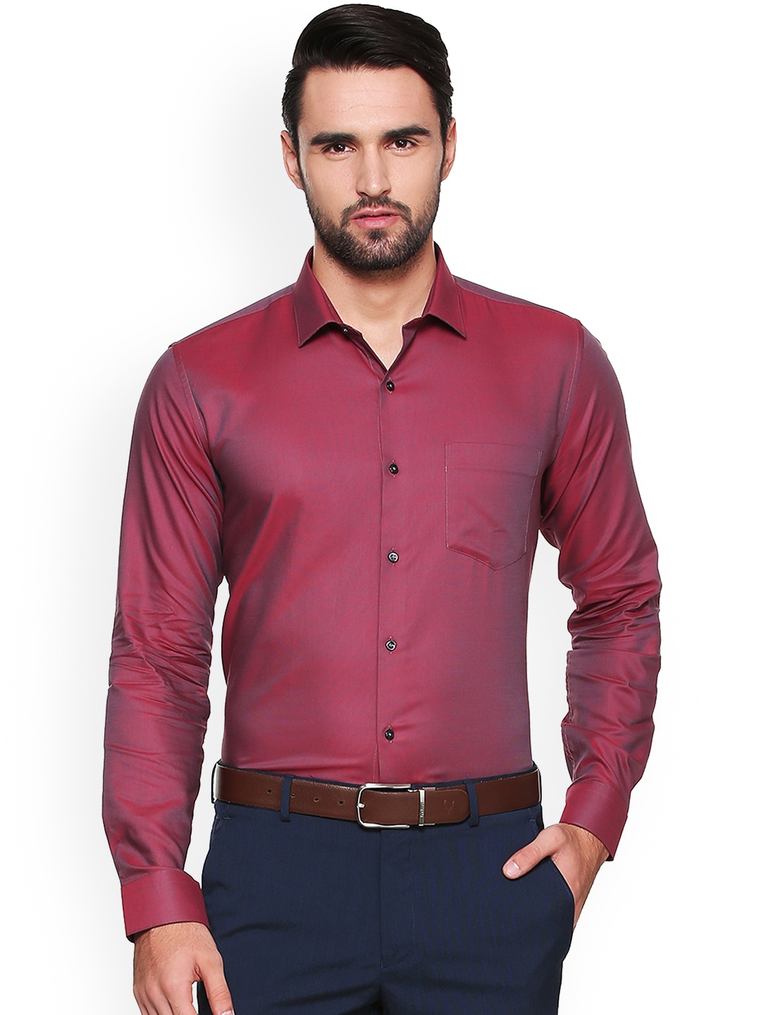 

Van Heusen Men Maroon Slim Fit Solid Formal Shirt
