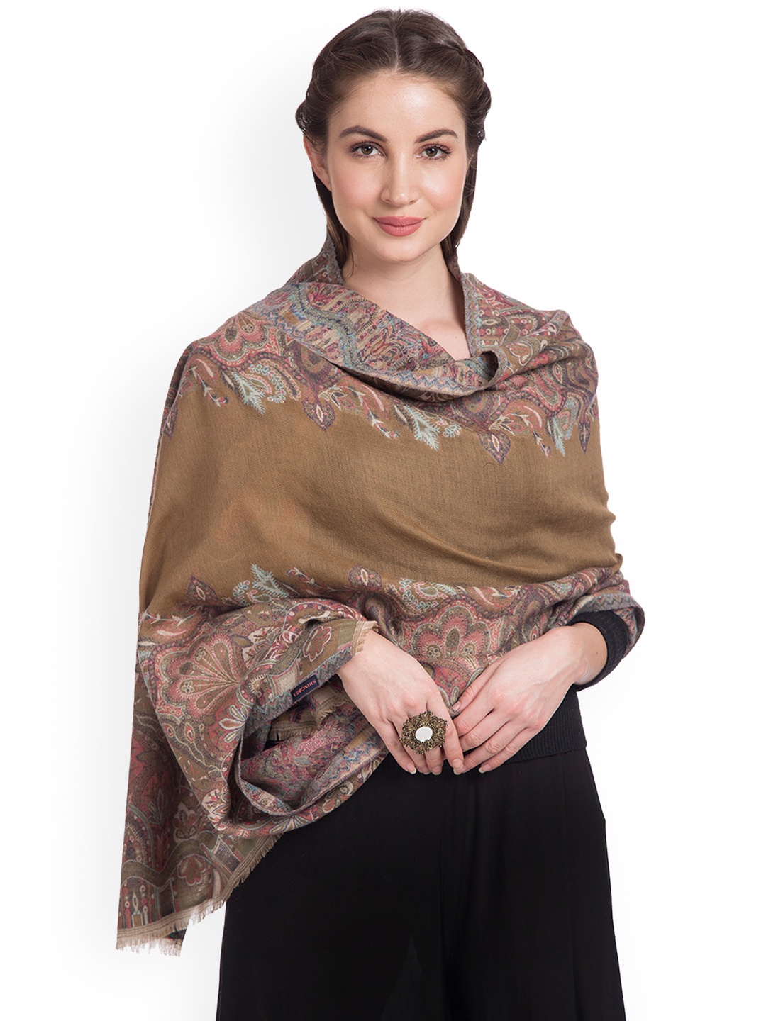 

SHINGORA Women Brown Woven Design Stole