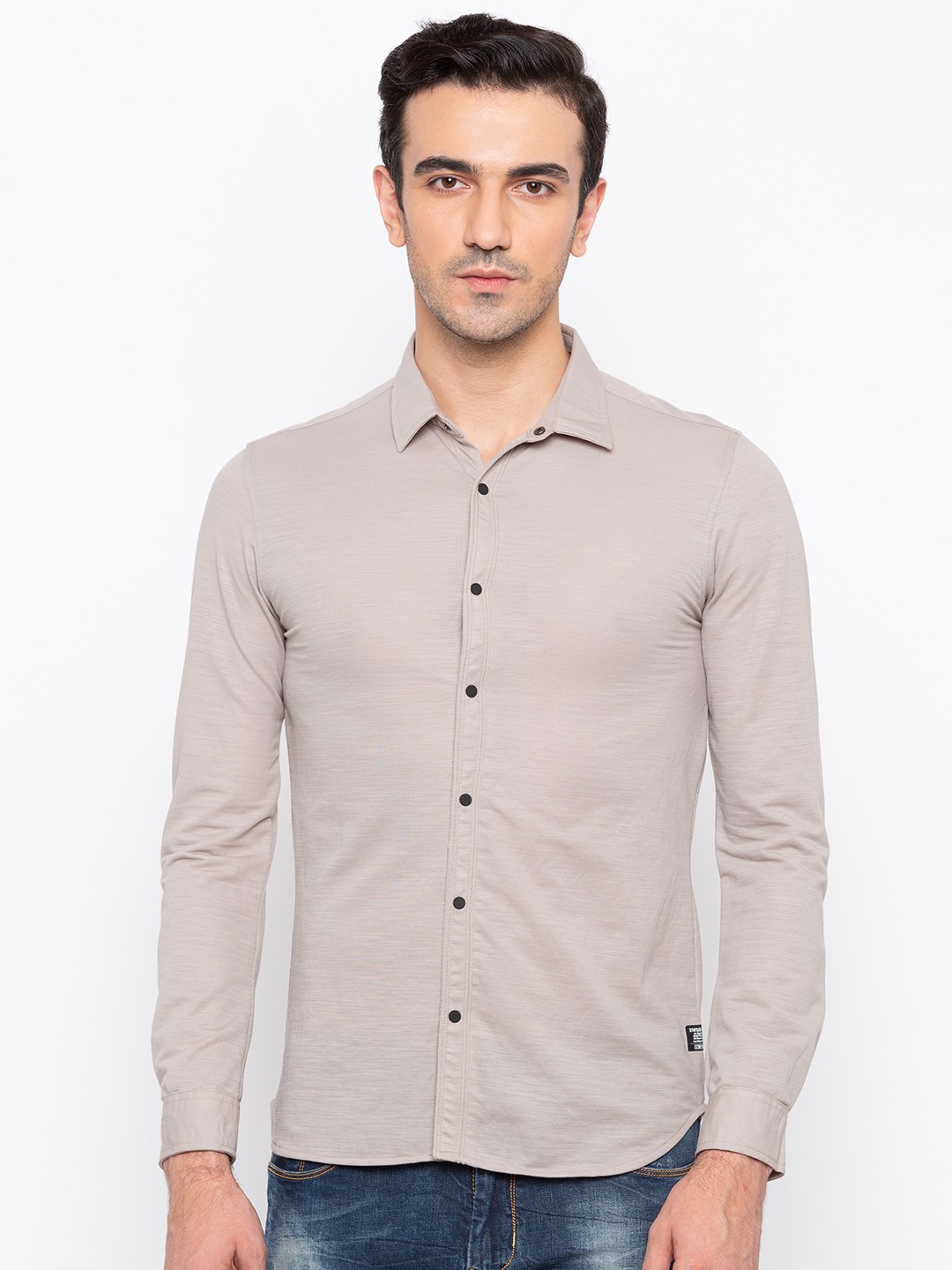 

Status Quo Men Grey Slim Fit Solid Casual Shirt