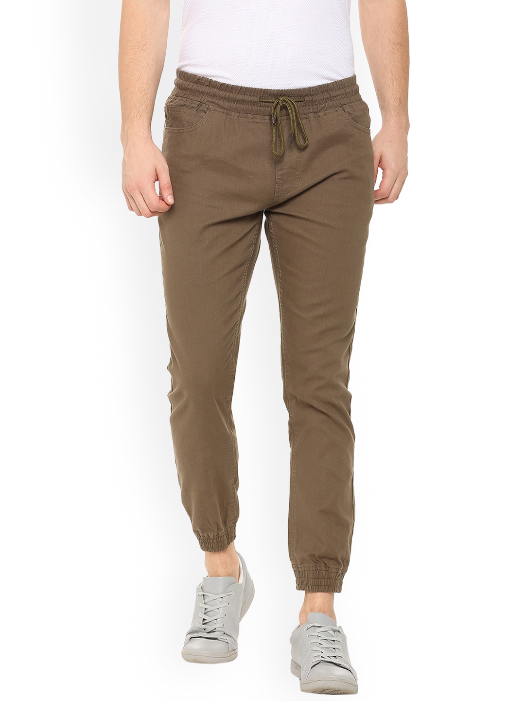 

People Men Brown Regular Fit Solid Cropped Joggers