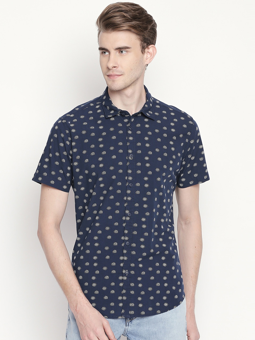 

Urban Ranger by pantaloons Men Navy Blue Slim Fit Printed Casual Shirt