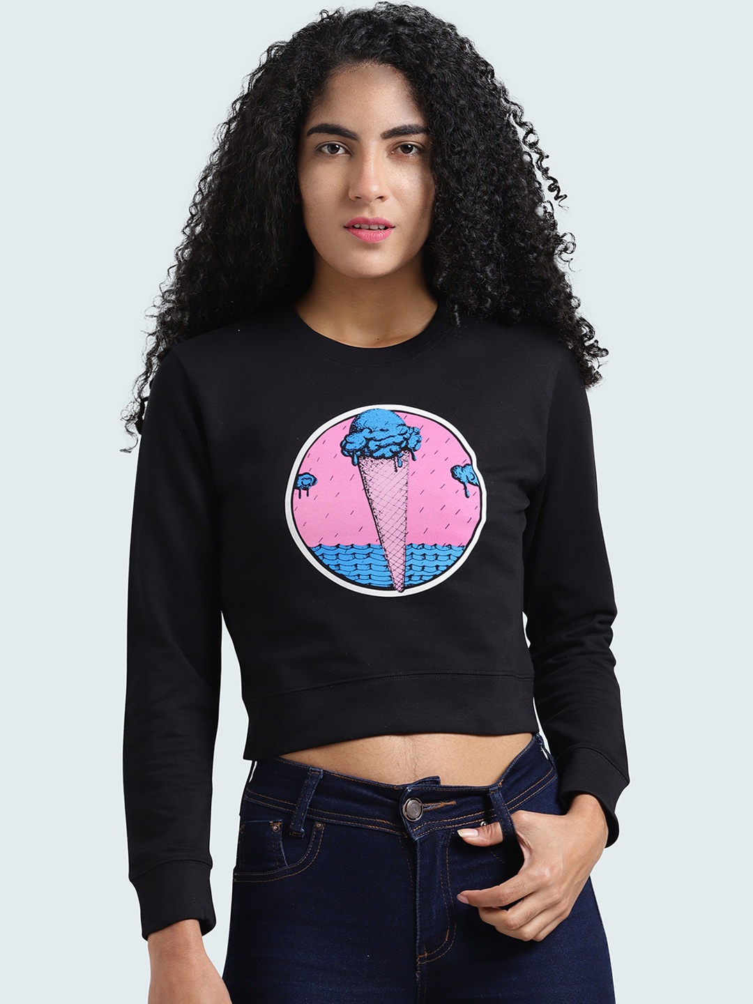 

Huetrap Women Black Printed Sweatshirt