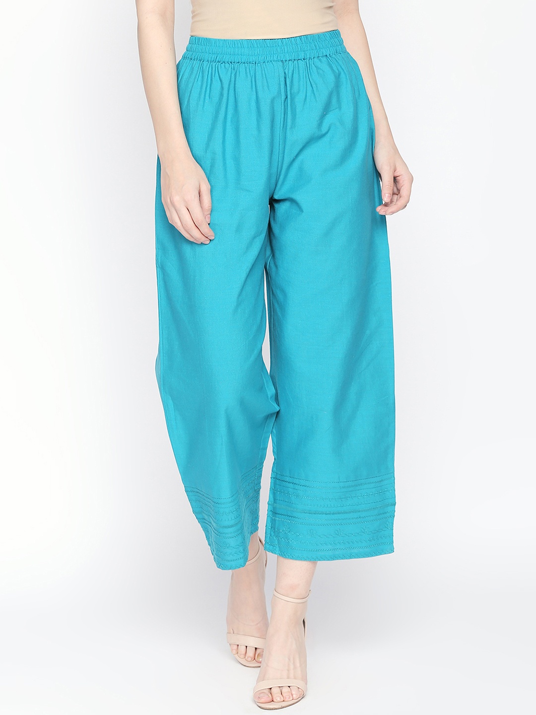 

RANGMANCH BY PANTALOONS Women Turquoise Blue Regular Fit Solid Culottes