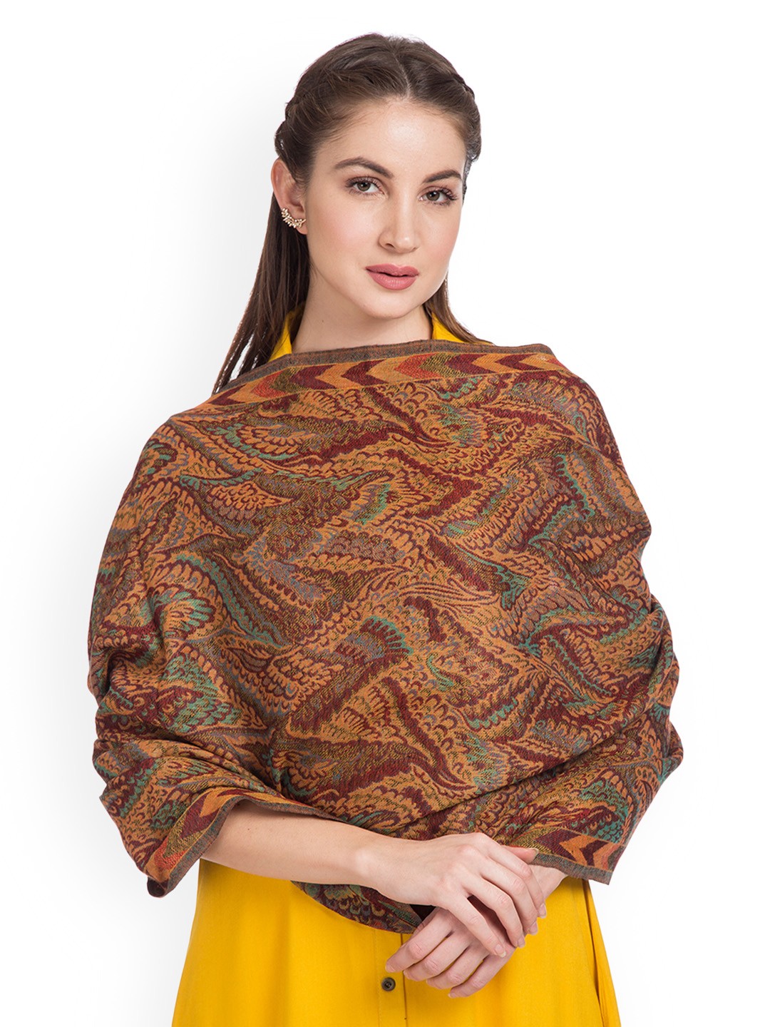 

SHINGORA Women Red Woven Design Stole