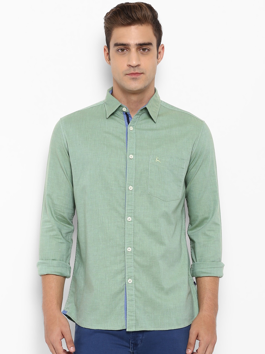 

Parx Men Green Slim Fit Solid Casual Shirt