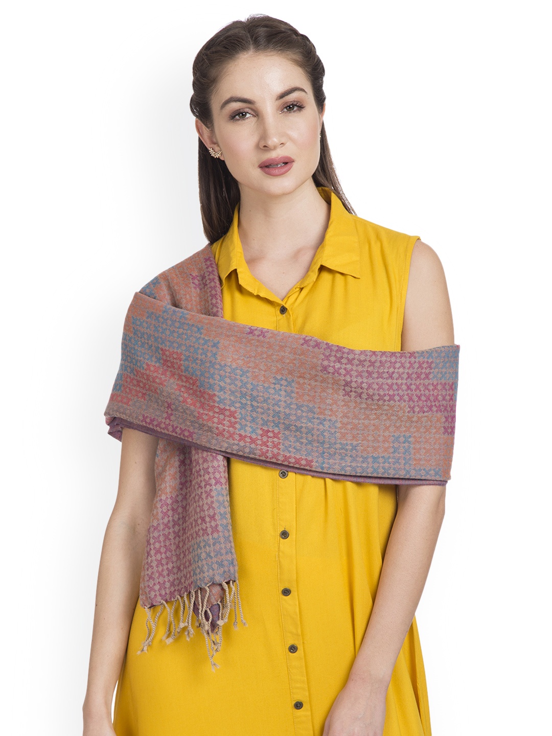 

SHINGORA Women Multicoloured Woven Design Woollen Stole, Multi