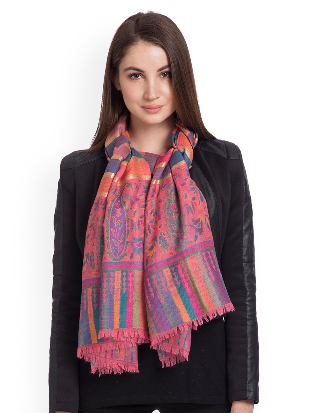 

SHINGORA Women Multicoloured Woven Design Stole, Multi