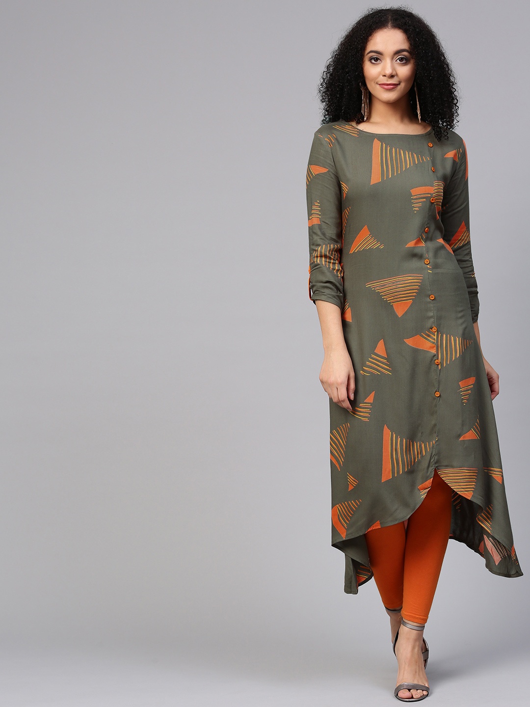 

Ishin Women Grey Printed A-Line Kurta