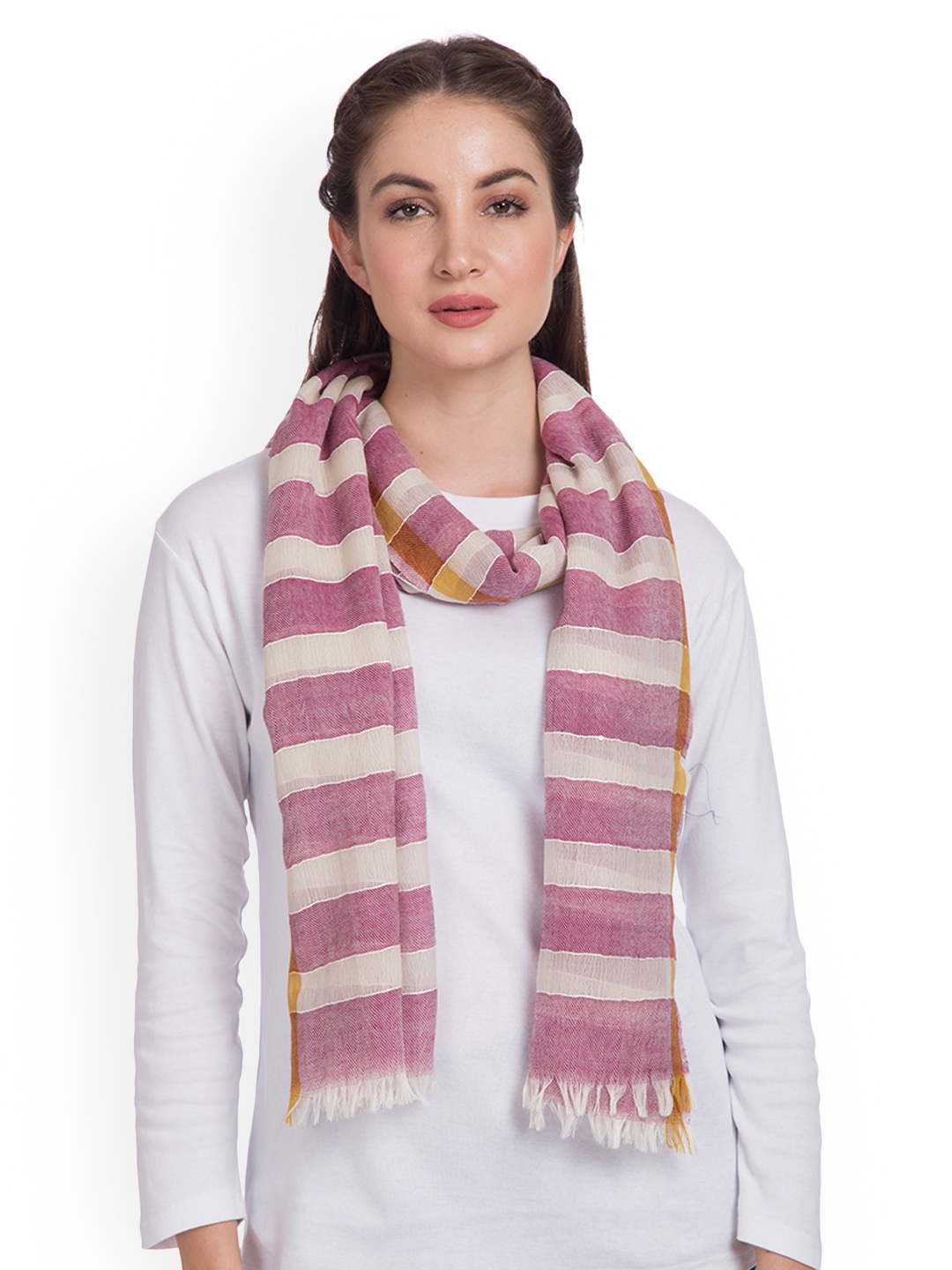 

SHINGORA Women Pink Striped Stole