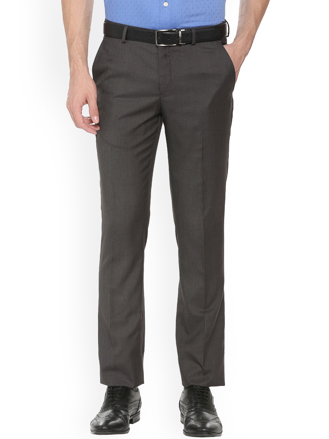 

Louis Philippe Men Grey Slim Fit Solid Formal Trousers