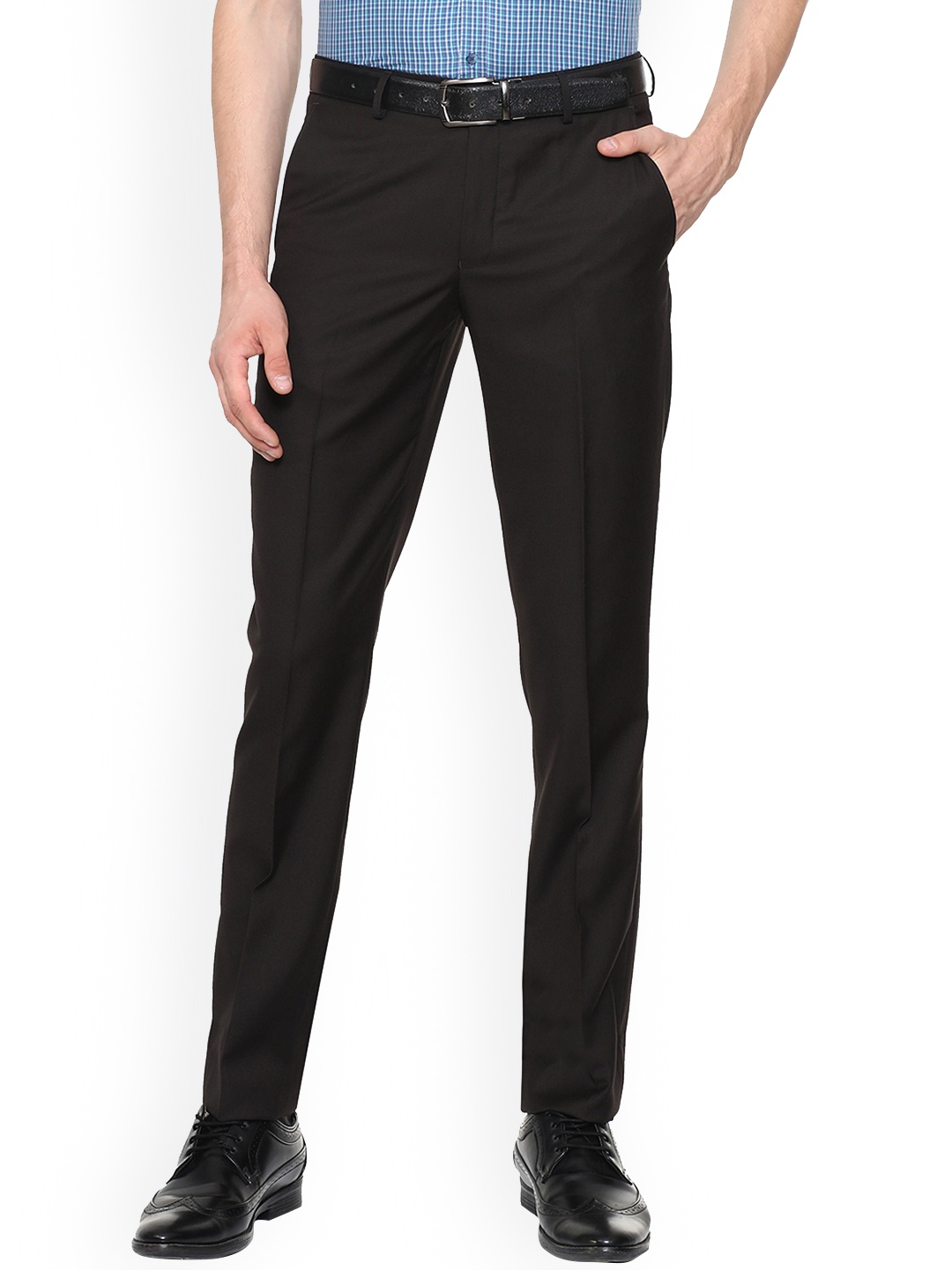 

Louis Philippe Men Black Slim Fit Solid Formal Trousers