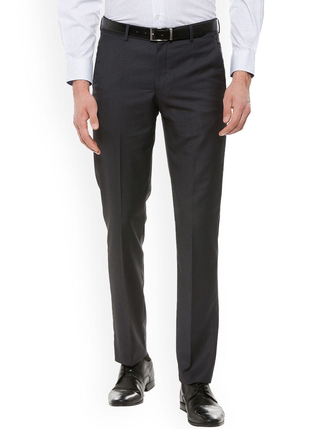 

Louis Philippe Men Grey Slim Fit Solid Formal Trousers