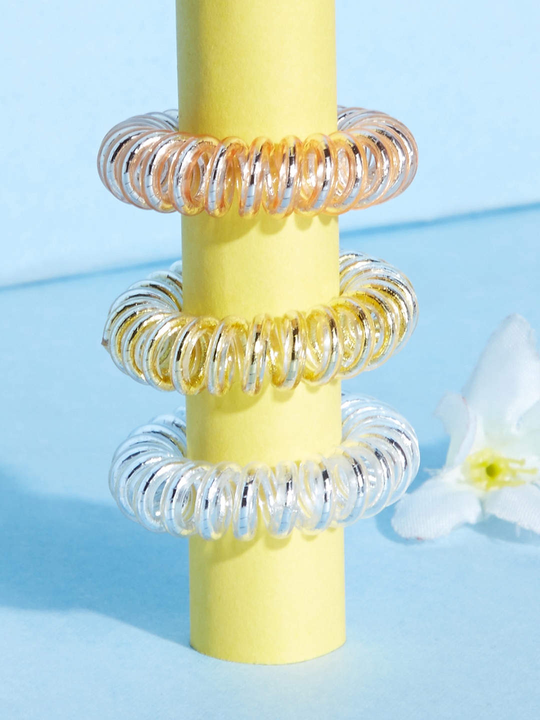 

HAIR DRAMA CO. Set Of 3 Metallica Hair Coils, Gold