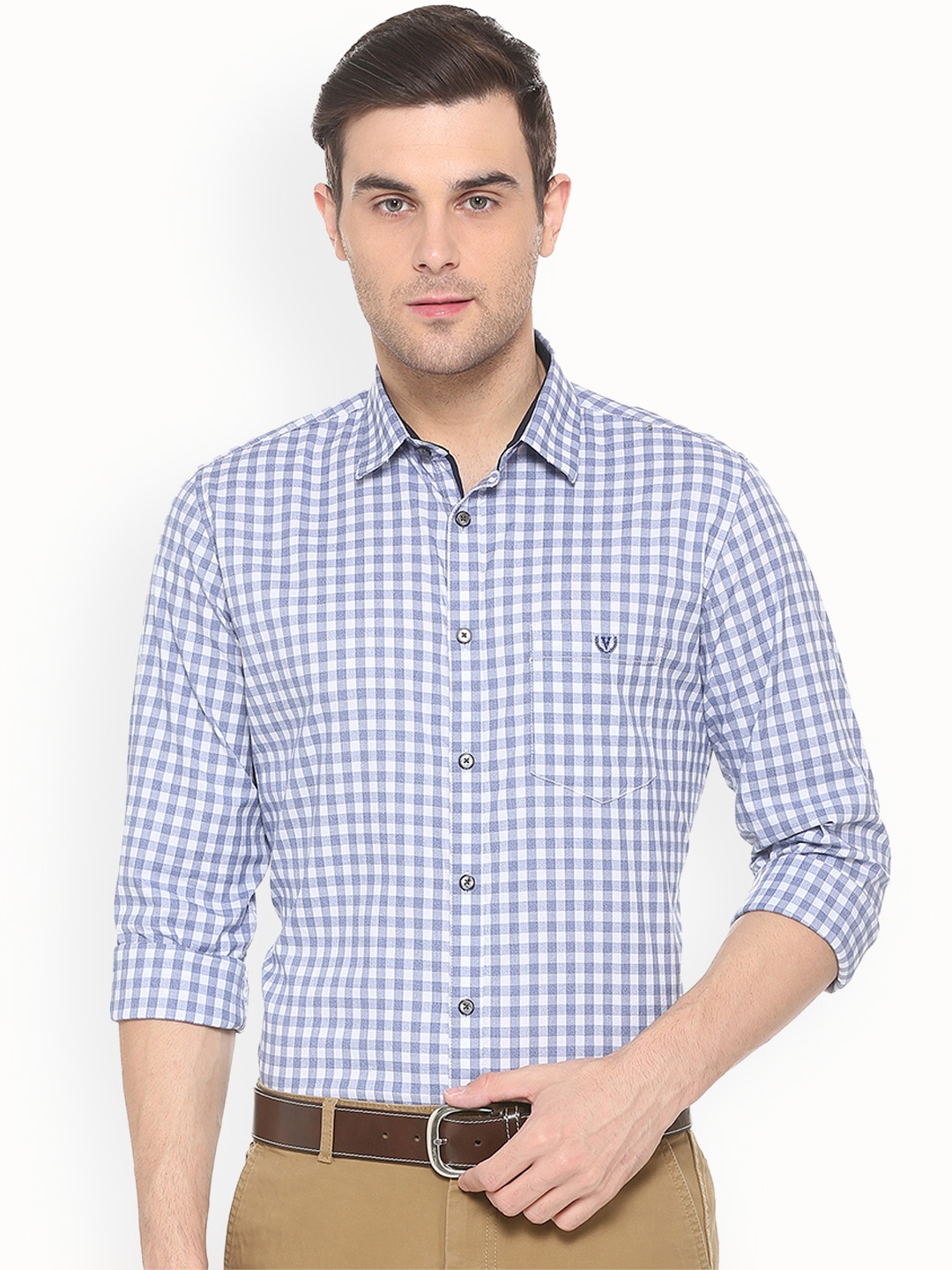 

Van Heusen Sport Men Blue Slim Fit Checked Casual Shirt
