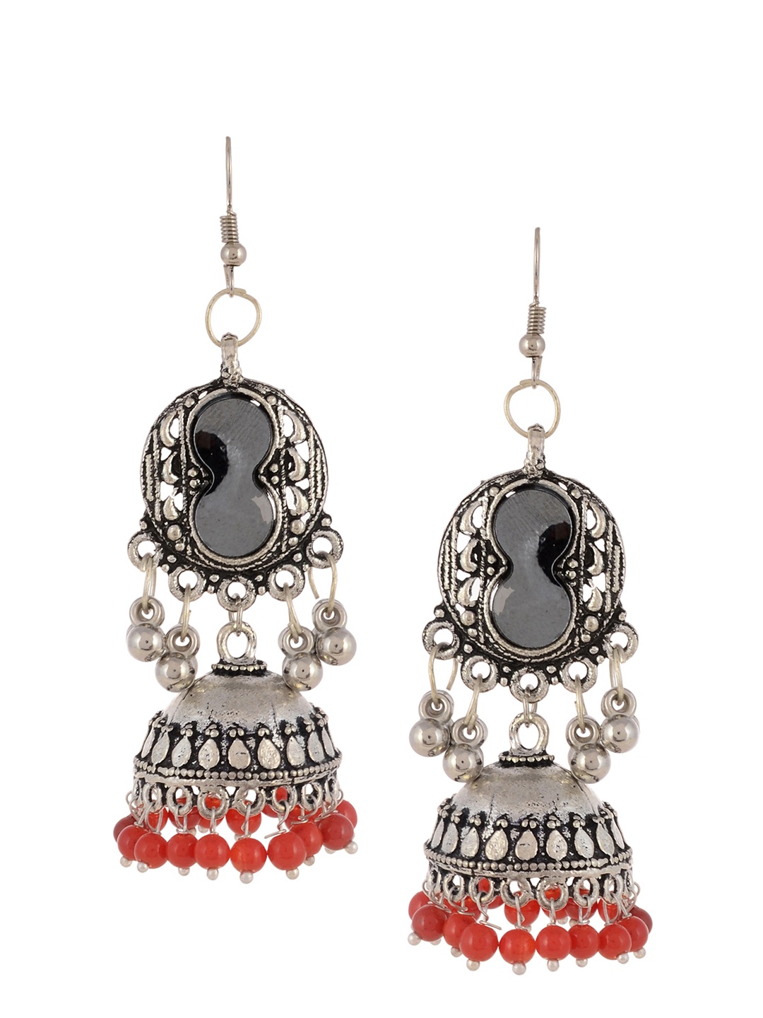 

Silvermerc Designs Silver-Plated Oxidised Dome Shaped Jhumkas