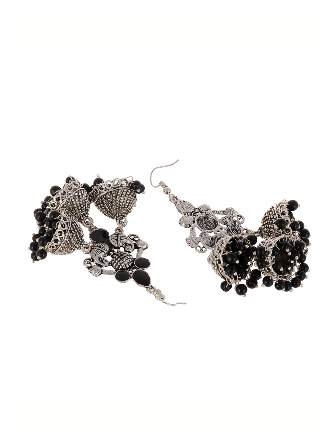 

Silvermerc Designs Silver-Plated Black Dome Shaped Jhumkas