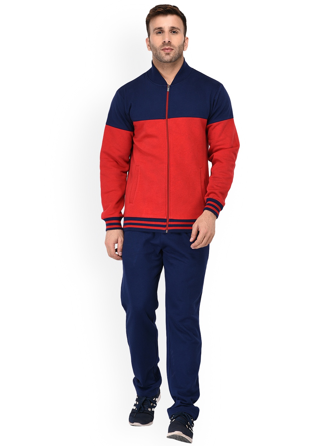

WILD WEST Men Blue & Red Solid Tracksuit