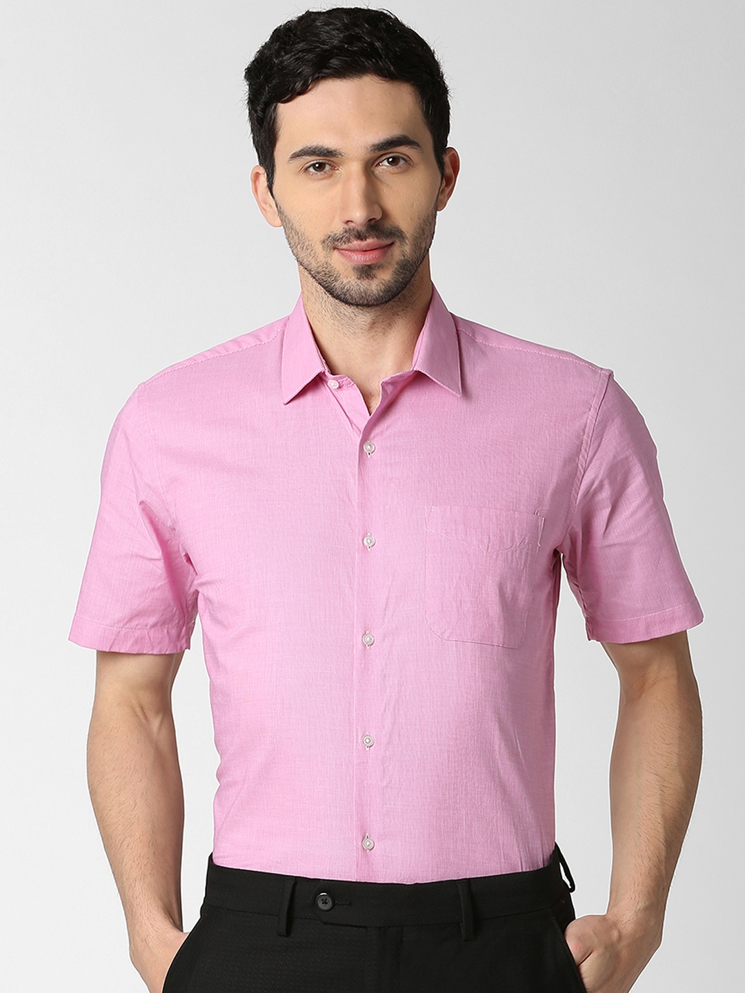 

Peter England Men Pink Regular Fit Self Design Formal Shirt