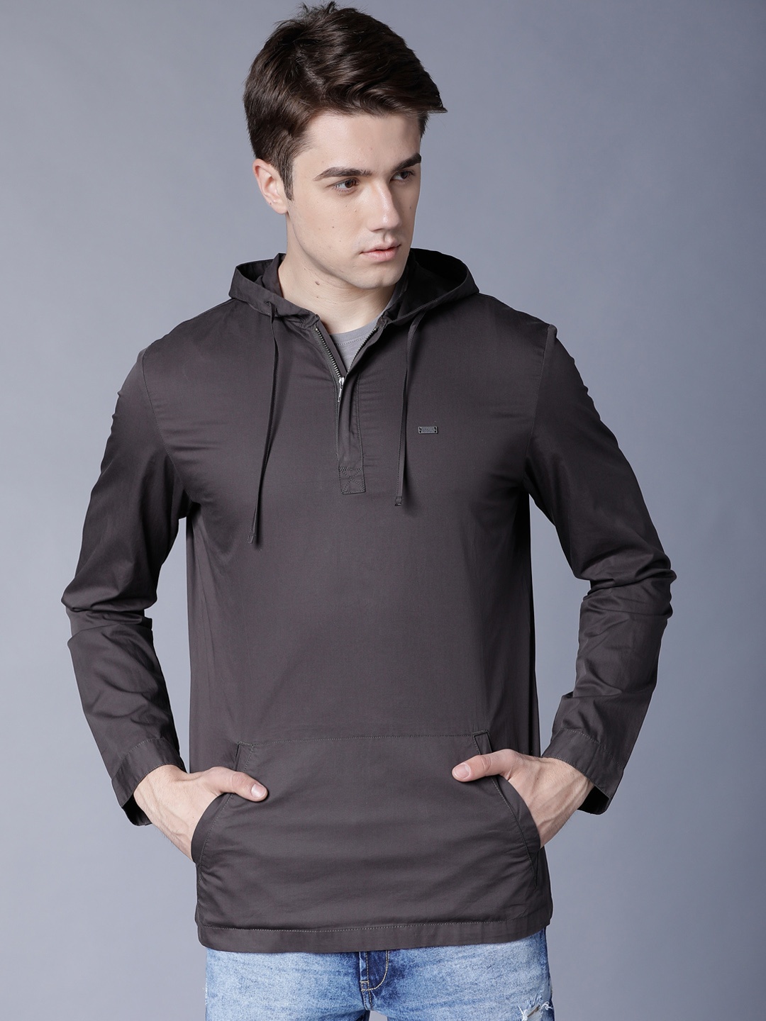 

LOCOMOTIVE Men Grey Solid Tailored Jacket