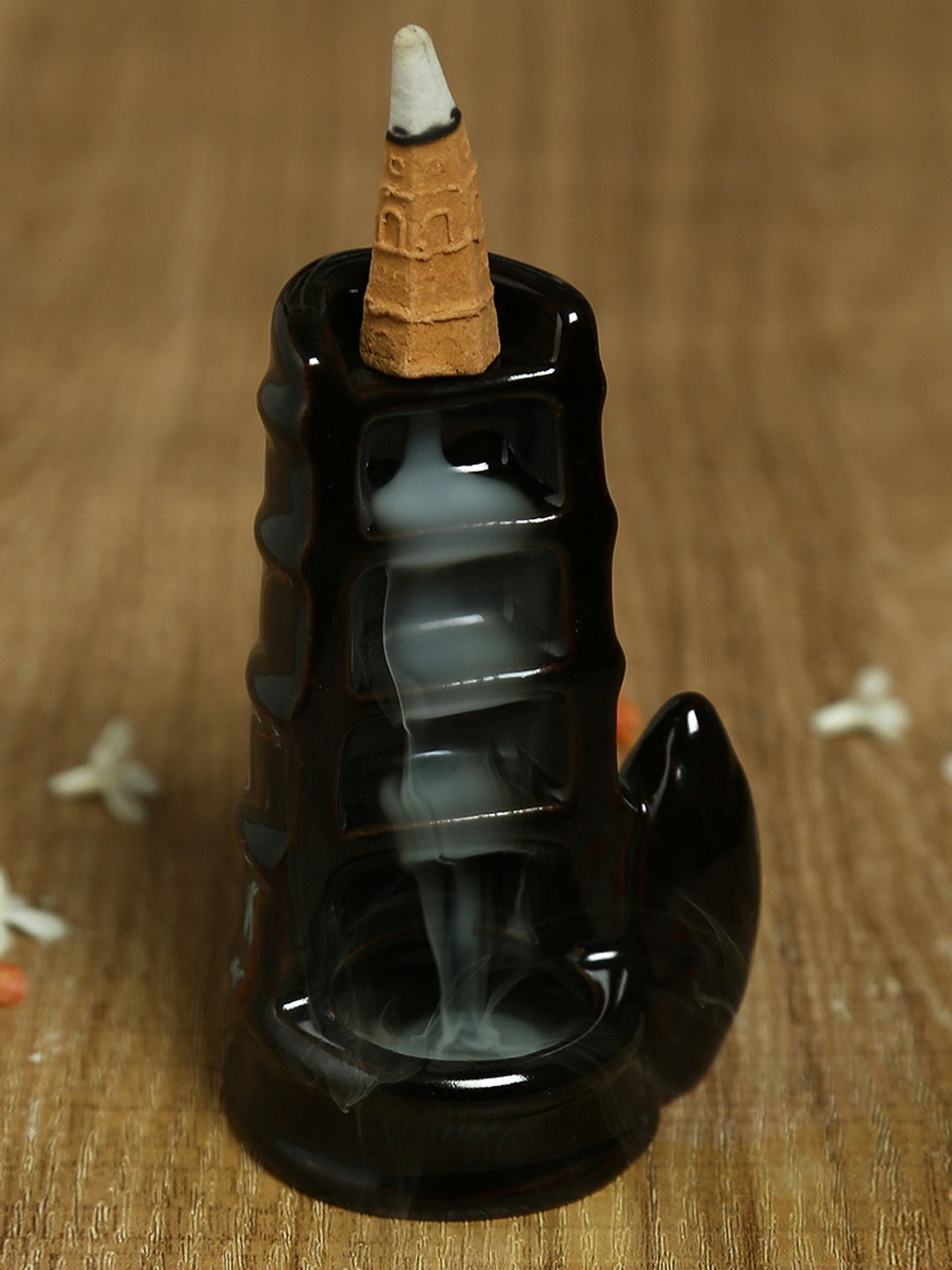 

Aapno Rajasthan Black Resin Smoke Fountain with Backflow Incense Cone