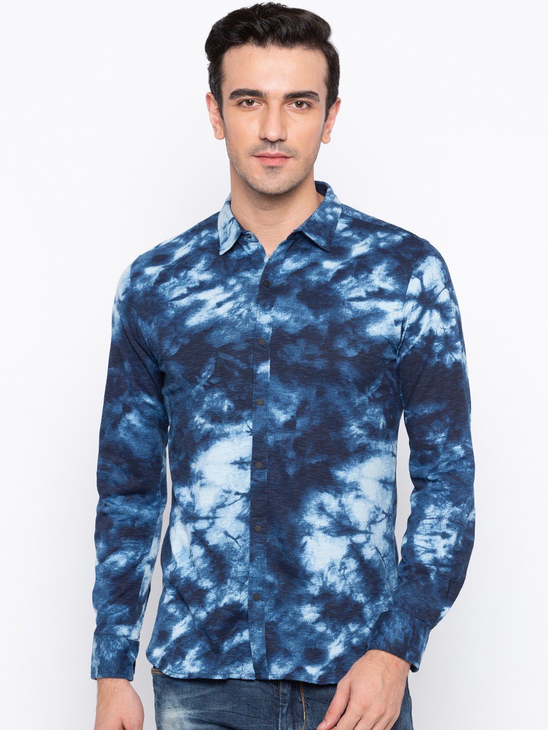 

Status Quo Men Blue Slim Fit Printed Casual Shirt