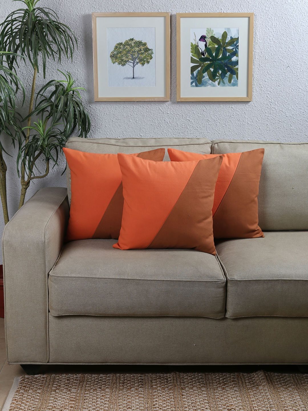 

House This Multicoloured Set of 3 Colourblocked Square Cushion Covers, Multi