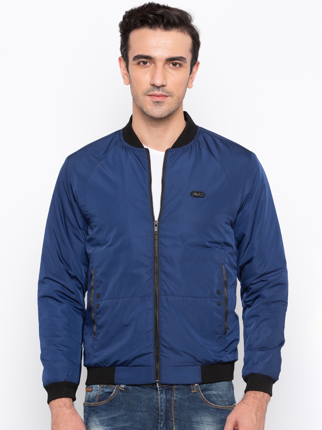 

Status Quo Men Blue Solid Slim Fit Lightweight Bomber