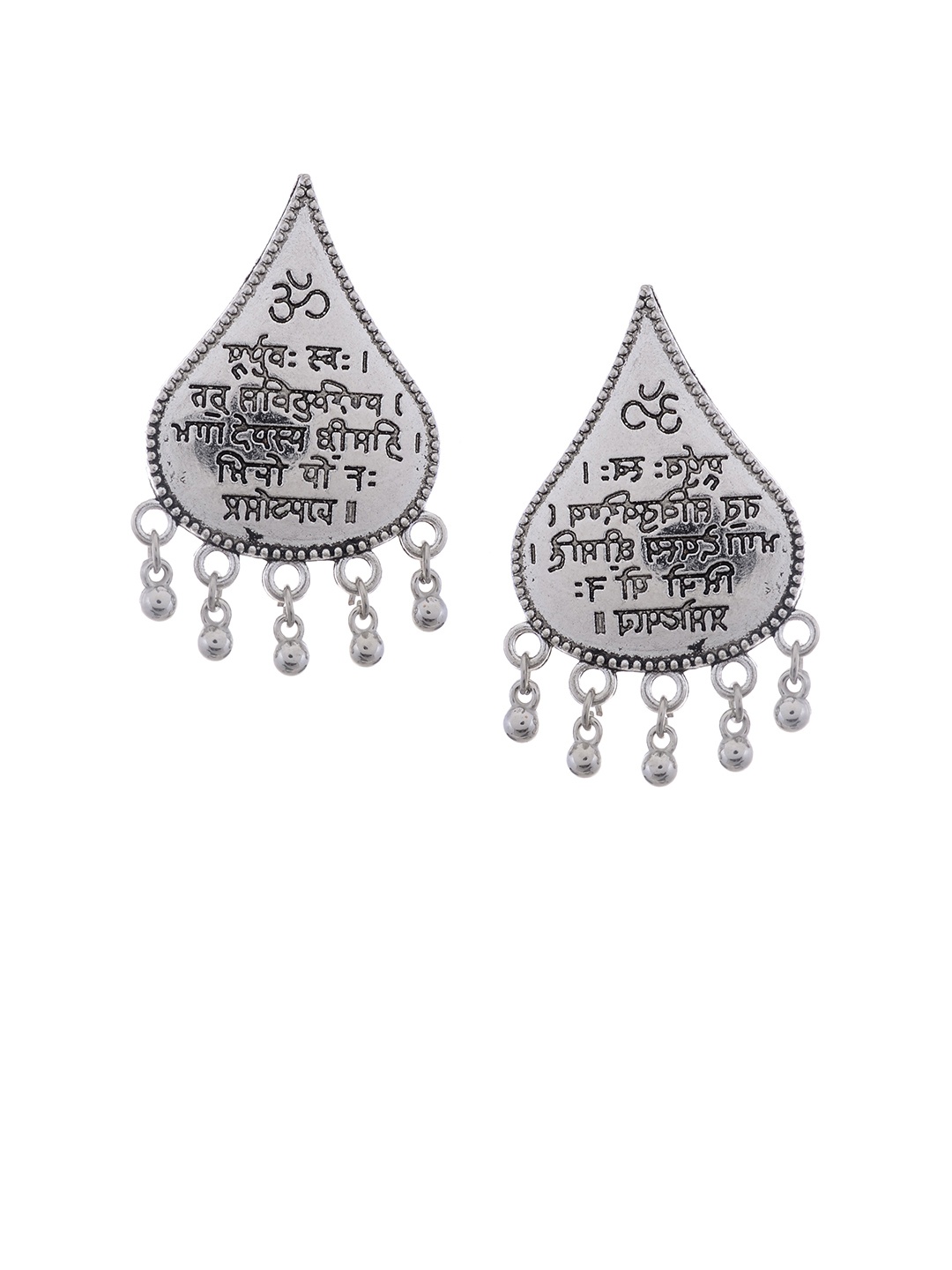 Silvermerc Designs Silver-Plated & White Teardrop Shaped Drop Earrings
