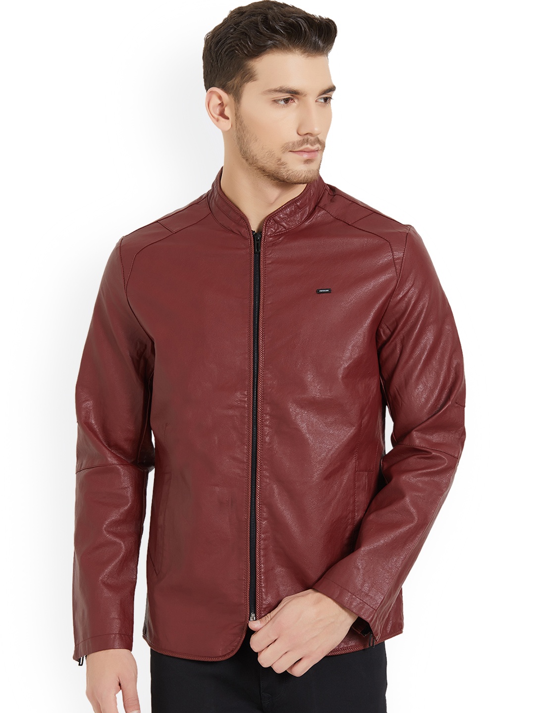 

Status Quo Men Red Solid Lightweight Biker Jacket