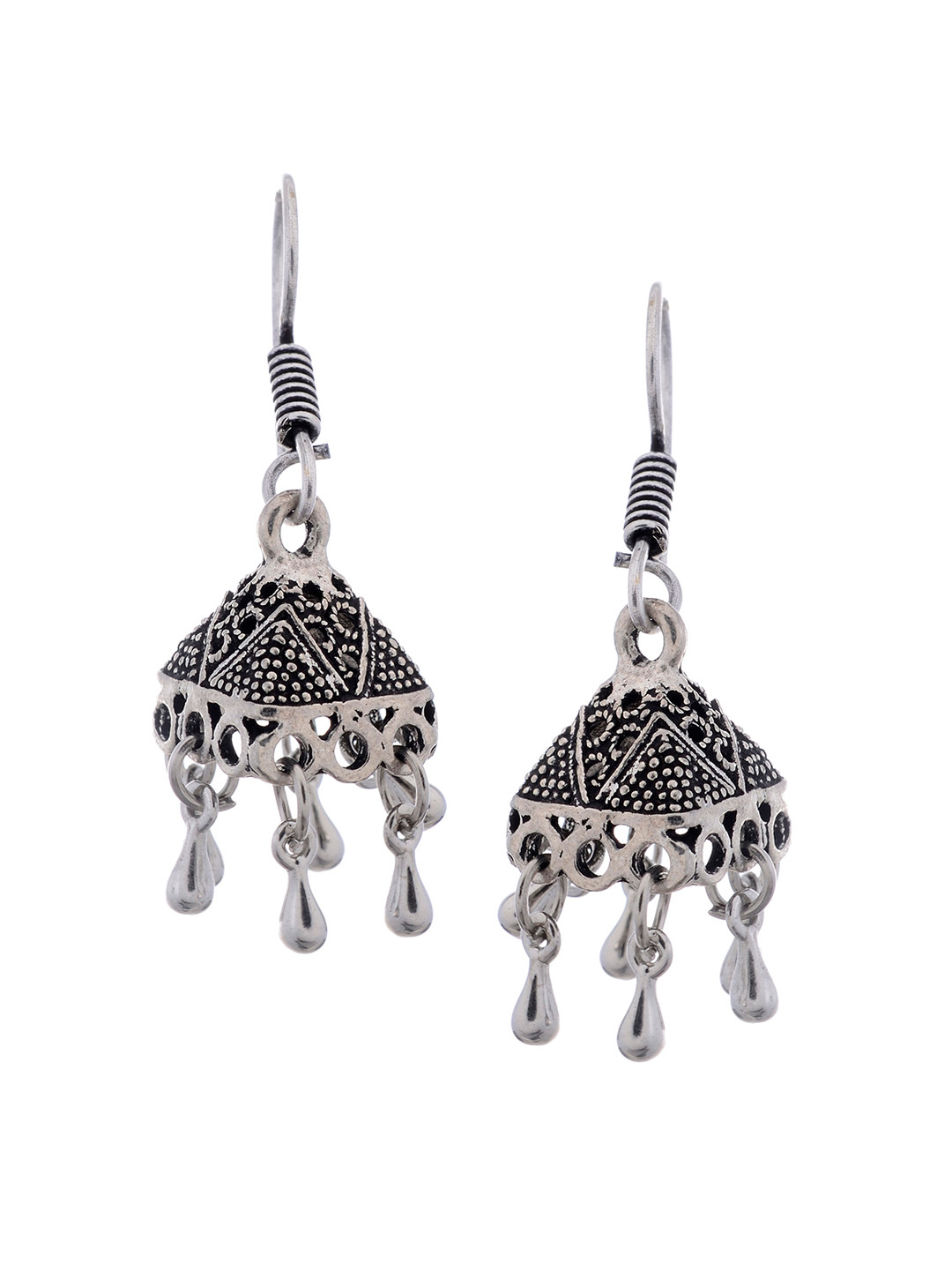 

Silvermerc Designs Silver-Plated Dome-Shaped Oxidised Jhumkas