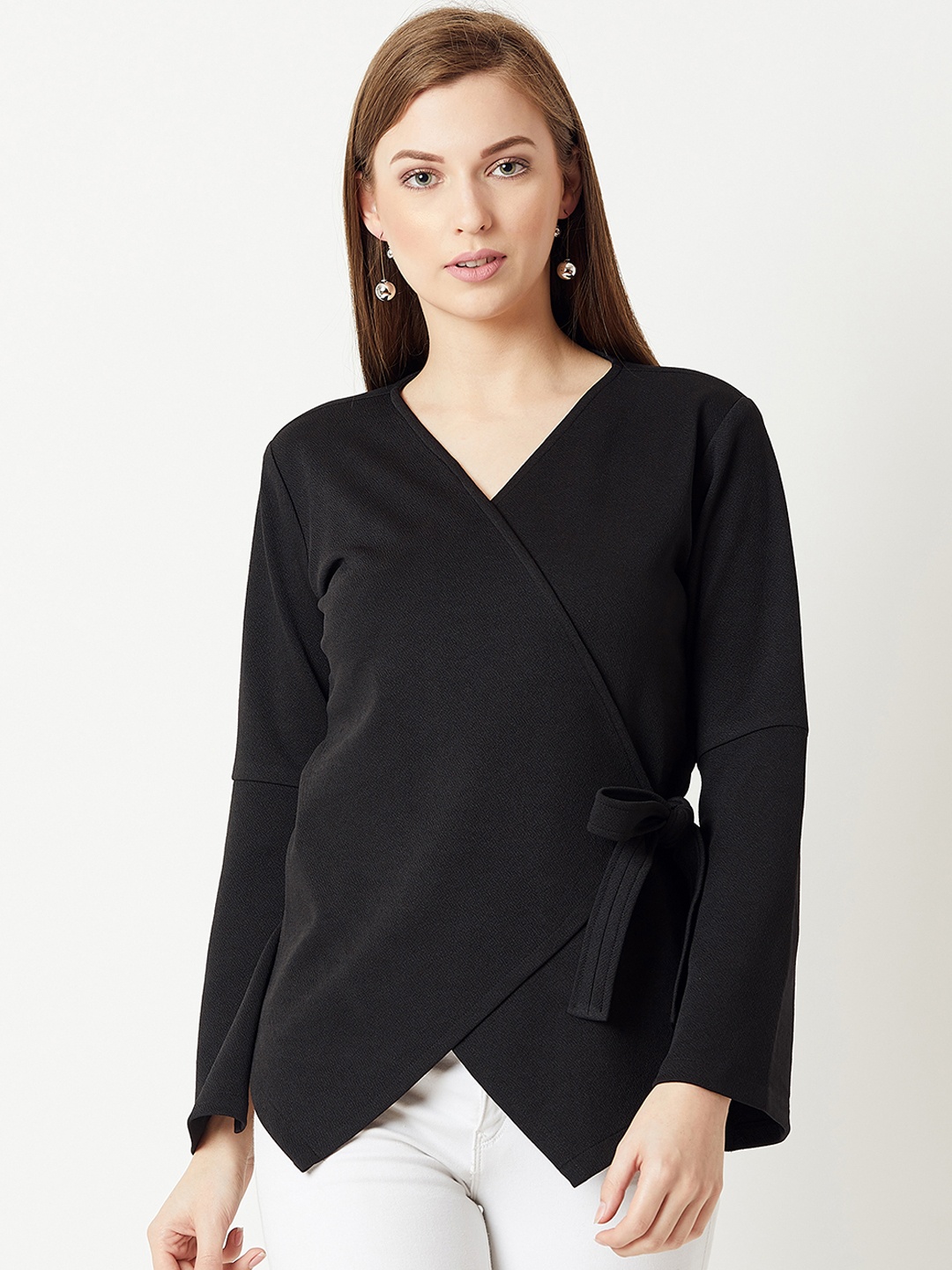 

Miss Chase Women Black Solid Wrap Top
