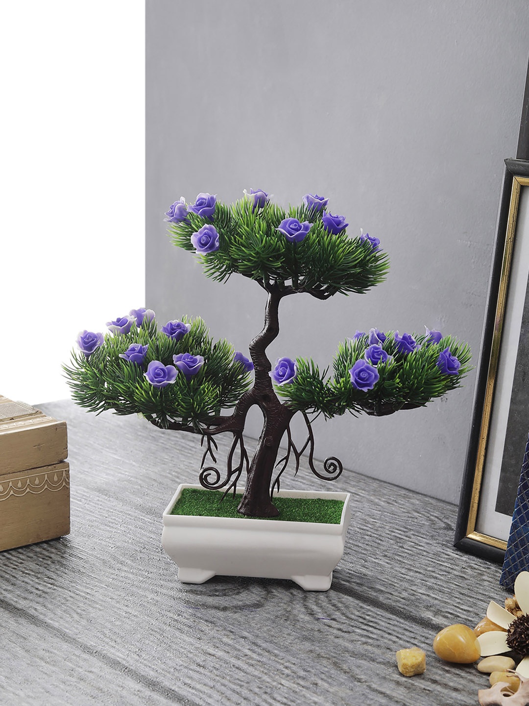 

FOLIYAJ Green & Purple Artificial Plant With Pot