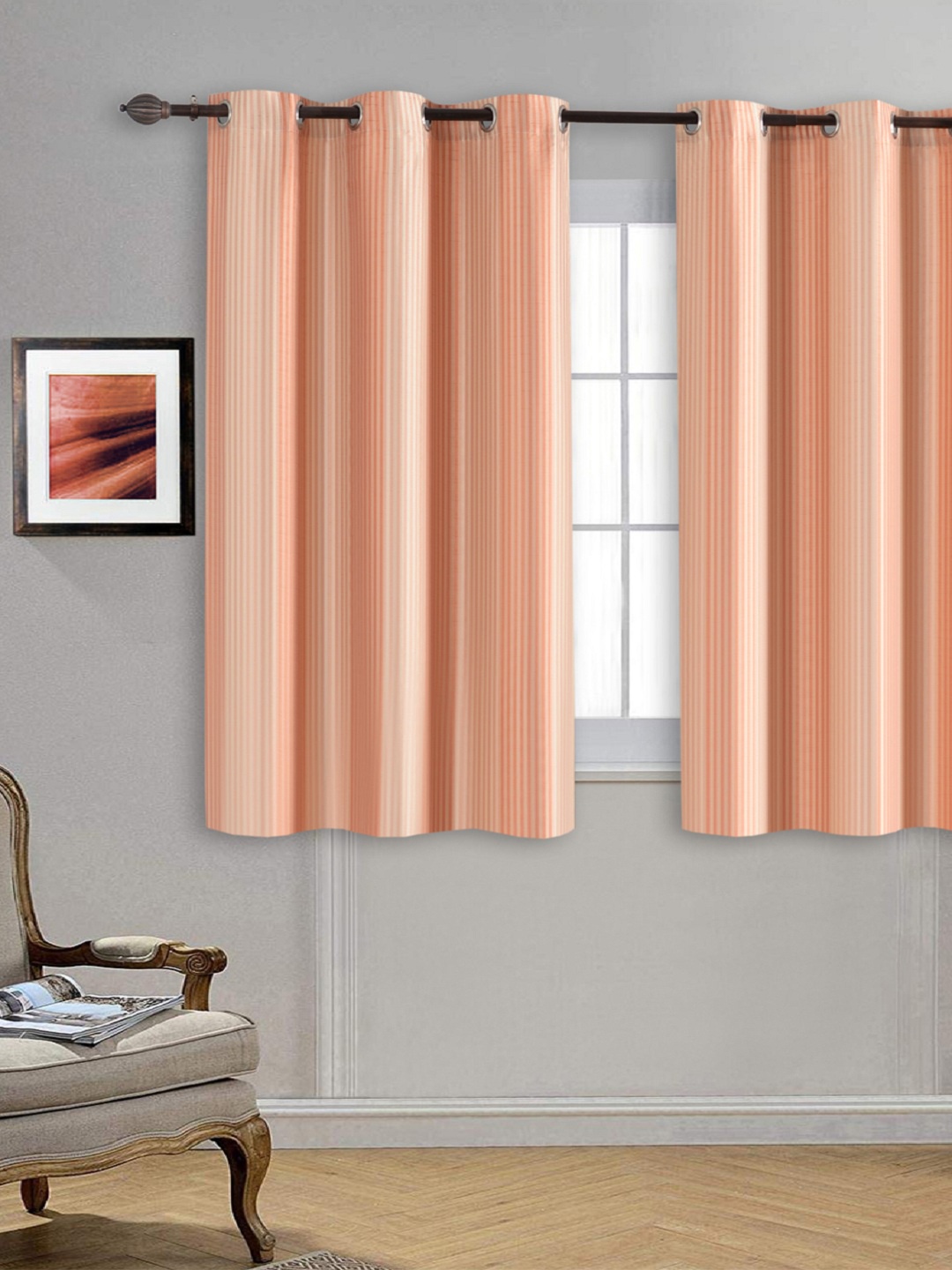 

Deco Window Orange & White Striped Single Window Curtain
