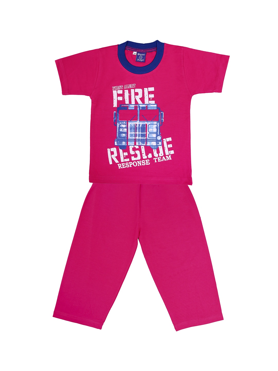 

SWEET ANGEL Kids Pink Printed Night suit 300819