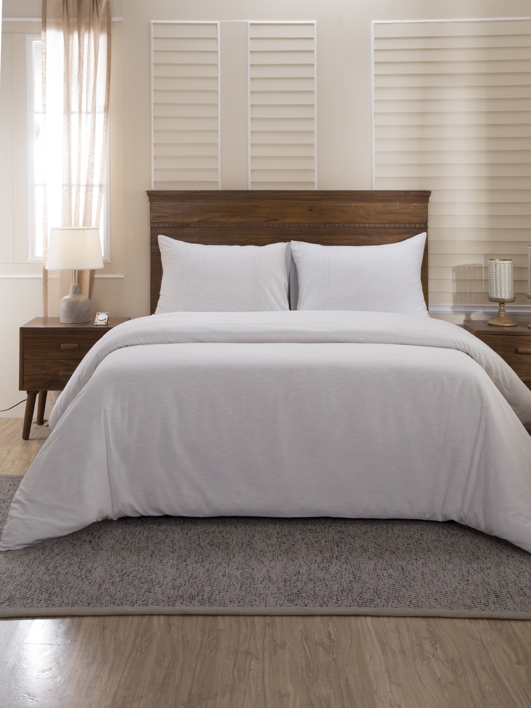

MASPAR White 300 TC Egyptian Cotton Double Bed Duvet Cover with 2 Pillow Covers