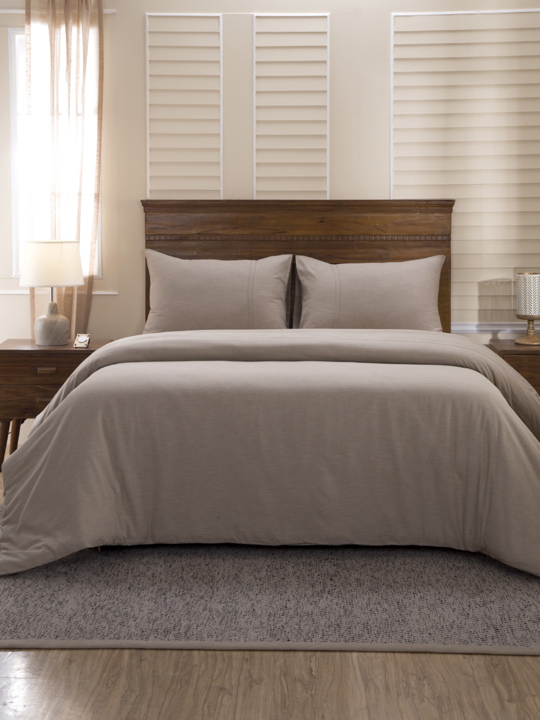 

MASPAR Beige 300 TC Egyptian Cotton Double Bed Duvet Cover with 2 Pillow Covers