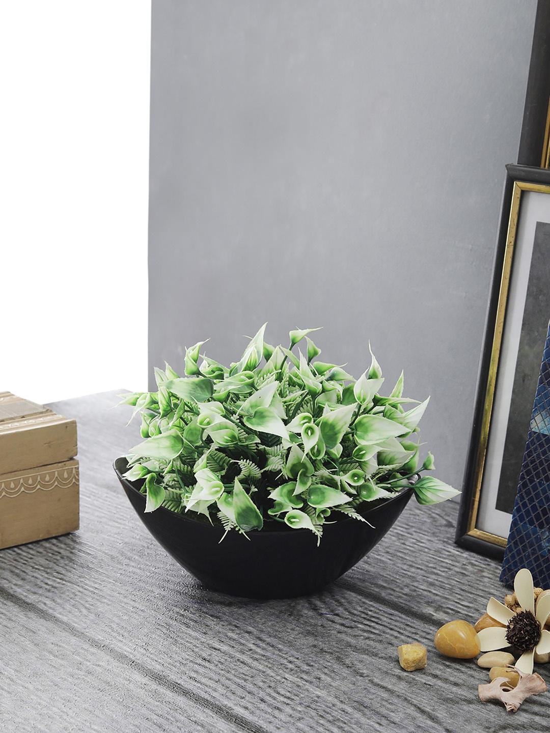 

FOLIYAJ Green & White Artificial Plant With Pot