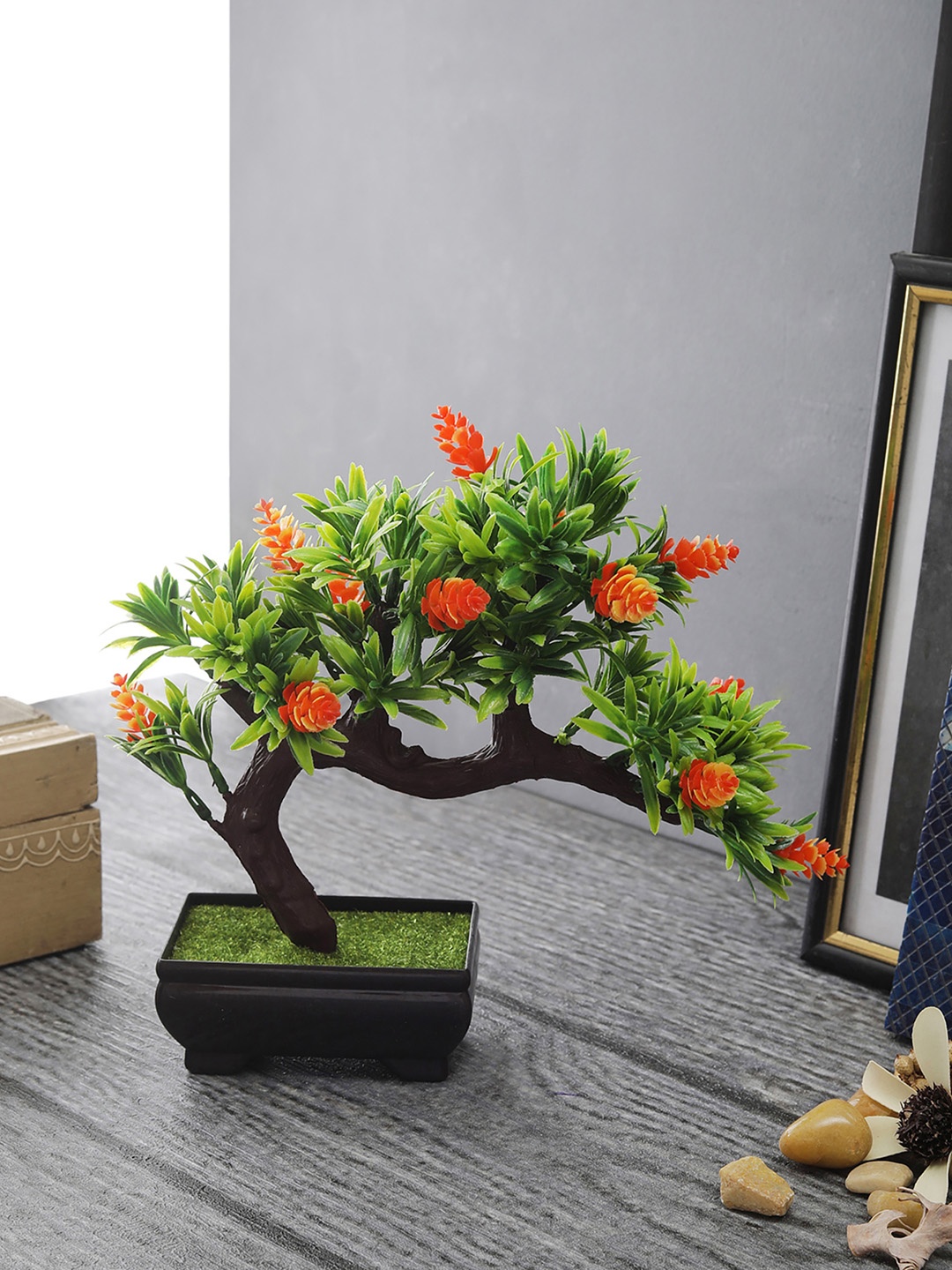 FOLIYAJ Green & Orange Artificial Plant