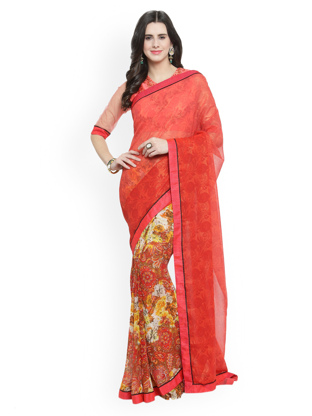 

Shaily Red Printed Saree