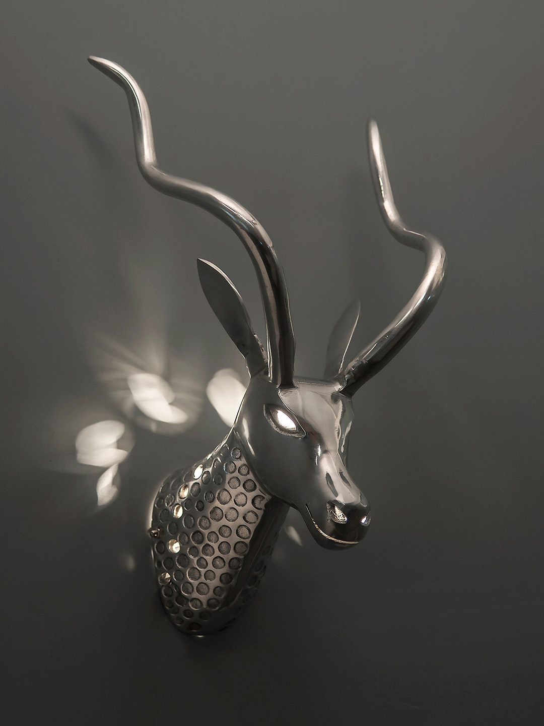 

Homesake Silver-Toned Trophy Deer Head Wall Lamp