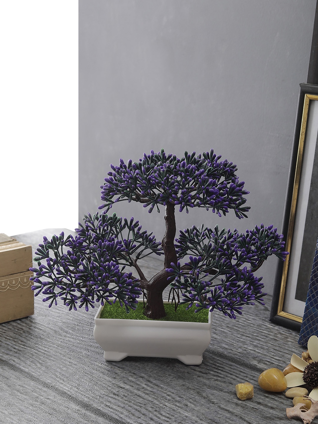 

FOLIYAJ Green & Purple Artificial Plant, Brown