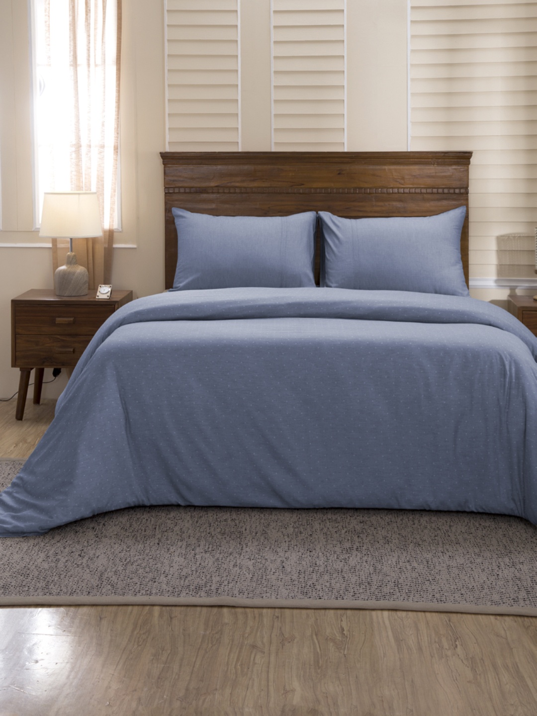 

MASPAR Blue 400 TC Egyptian Cotton 1 Double Bed Duvet Cover with 2 Pillow Covers