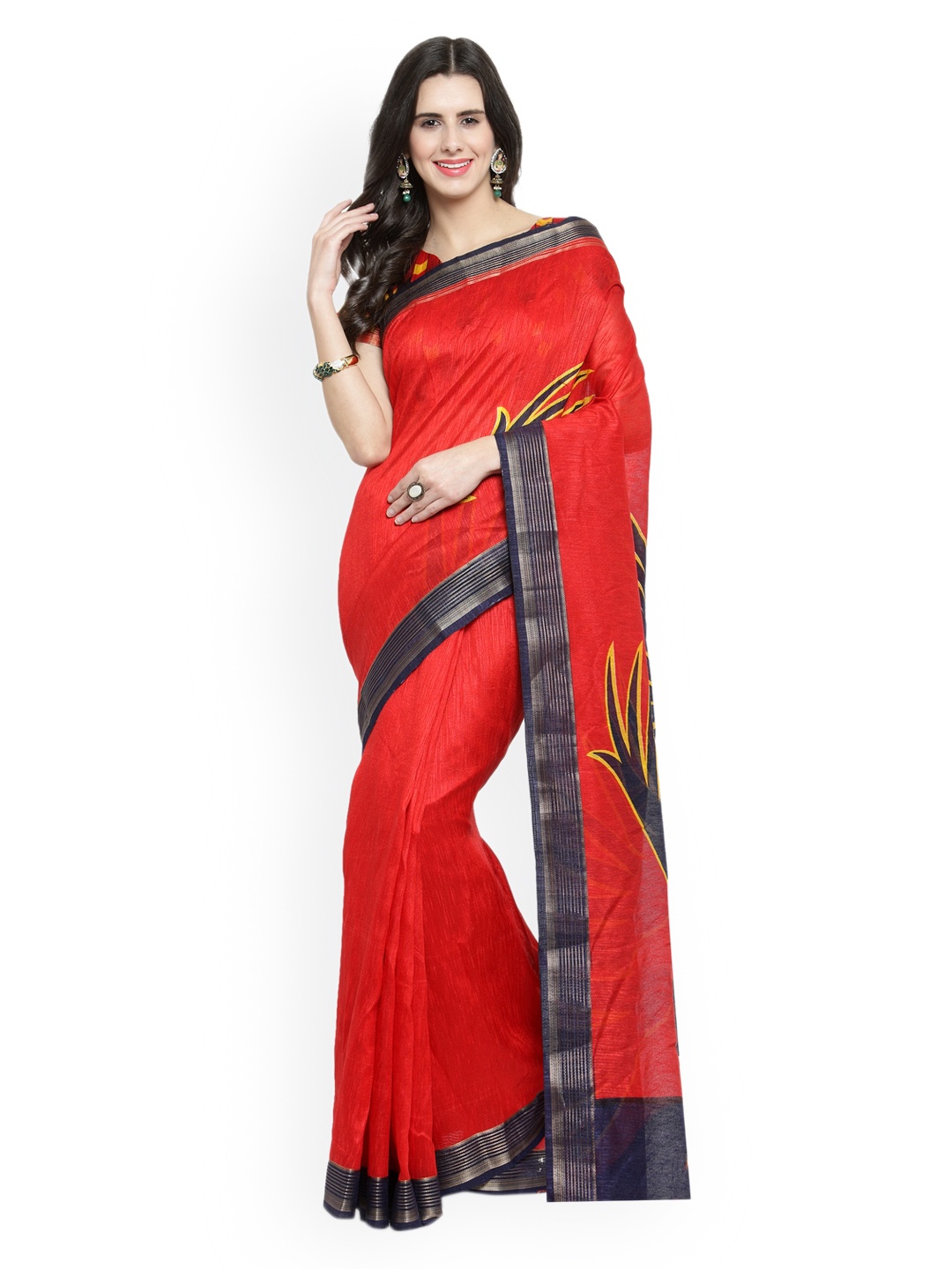 

Shaily Red Printed Silk Cotton Saree